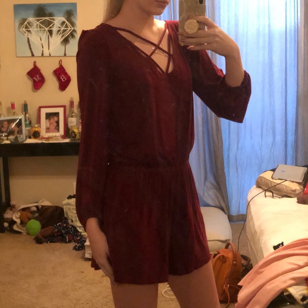 American Eagle Maroon Romper